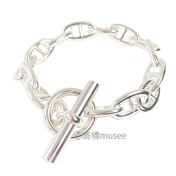 《 新品 》 エルメス シェーヌダンクル GM 14コマ シルバー製 シルバー チェーン ブレスレット バングル HERMES 箱　リボンのラッピング Chaine Dancre GM 14M Silver