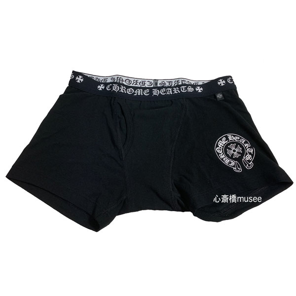 《新品》 CHROMEHEARTS クロムハーツ SHORT BOXER ショート ボクサー パンツ 黒 L BLACK ブラック ホワイトロゴ メンズ 箱 正規品 ショッパー付き