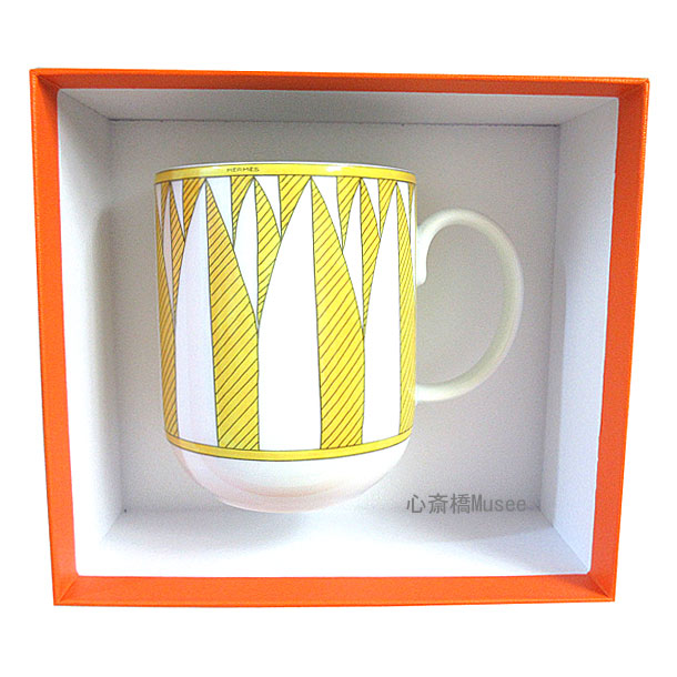 ≪ 新品 ≫ HERMES エルメス ソレイユ ドゥ エルメス シリーズ マグカップ 300ml  No.２  イエロー ホワイト HERMES Magu Soleil d’Herms mug n°2 Yello 箱 リボン ショッパー ラッピング