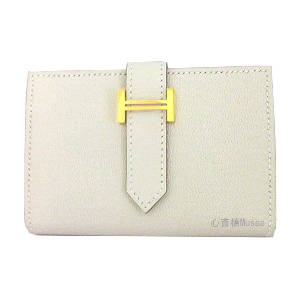 ≪ 新品 ≫ エルメス ベアン ミニ マッシュルーム ゴールド金具 シェーブル 箱 リボン ラッピング ミニ 財布 カードケース≪Brand new≫ HERMES Bearn Mini Mushroom Gold Hardware Chevre myzore  Box Ribbon Wrapping Mini Wallet Card Case