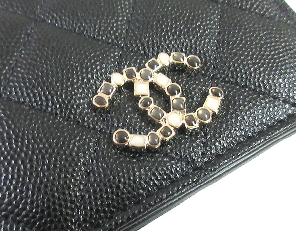 CHANEL ブラック マトラッセノベルティ三つ折り財布ゴールド CHANEL 19 美品 シャネル ミニ ウォレット マトラッセ ココマーク 黒
