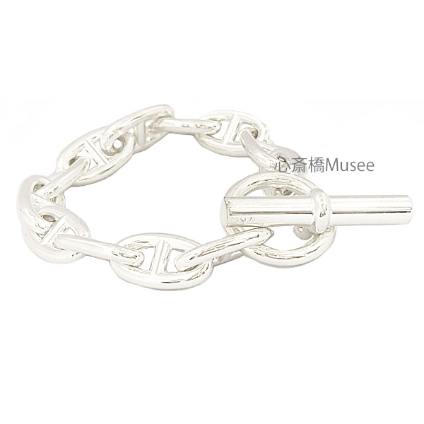 《 新品 》 エルメス シェーヌダンクル GM 12コマ シルバー製 シルバー チェーン ブレスレット バングル HERMES 箱　リボンのラッピング Chaine Dancre GM 12M Silver 　