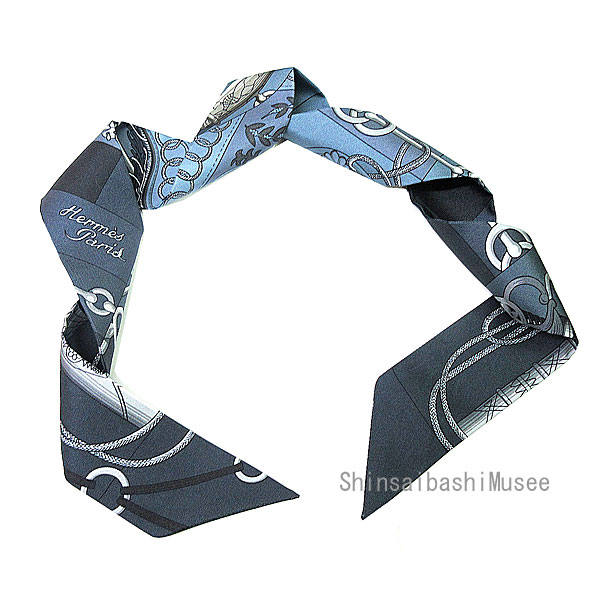 新品HERMESツイリー2本セットシルク2022SSブルーバーキンツイリー