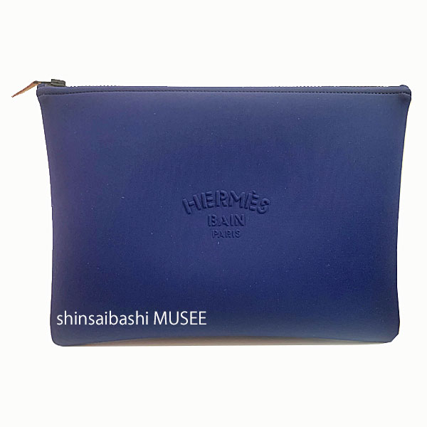 ≪ 新品 ≫ エルメス ポーチ ネオバン GM フラット ポーチ コスメポーチ ネイビー　小物入れ スエット生地 ≪BrandNew≫  Hermes Pouch Neovan GM Flat Pouch Cosmetic Pouch Navy Accessory Case Wet Fabric