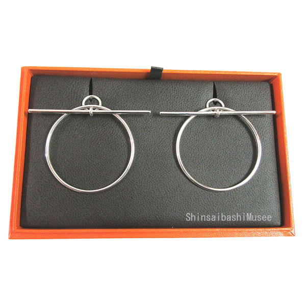 《新品》 エルメス ループ MM ピアス エシャペ シルバー製 SV925 スイング HERMES 箱 リボン ラッピング ≪Brand new≫ HERMES Loop MM Earrings Echappee Silver SV925 Swing Box Ribbon Wrapping