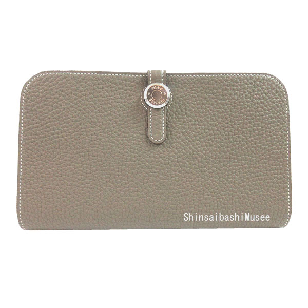 ≪新品≫エルメスドゴンGMトゴピンクシルバー金具箱リボン付ラッピングWalletDogonGMPINK