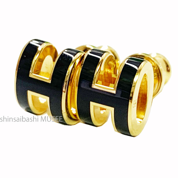 《 新品 》エルメス ポップアッシュ ミニ ピアス POP.H ブラック 黒 ノワール ゴールド 箱 リボン ラッピング ≪Brand new≫ Hermes Pop Ash Mini Earrings POP.H Black Noir Gold Box Ribbon Wrapping