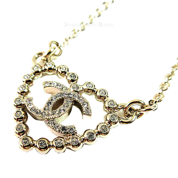 ≪ 新品 ≫ CHANEL シャネル CCマーク ハート ネックレス ABF459 B19984 NAFUA ラインストーン ゴールド 箱 リボン ラッピング ≪Brand New≫ CHANEL CC Mark Hear Necklace  Rhinestone Gold Box Ribbon Wrapping