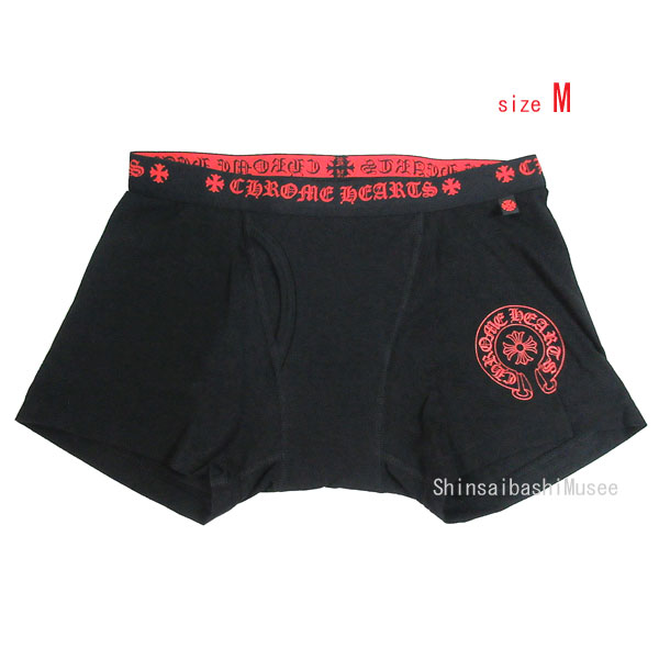 《新品》CHROMEHEARTS クロムハーツ SHORT BOXER ショート ボクサー パンツ 黒 ブラック Mサイズ レッドロゴ 赤 メンズ 箱 正規品 ≪Brand new≫ CHROME HEARTS Short Boxer Underwear Black Msize Red Logo Red Men's Box Authentic