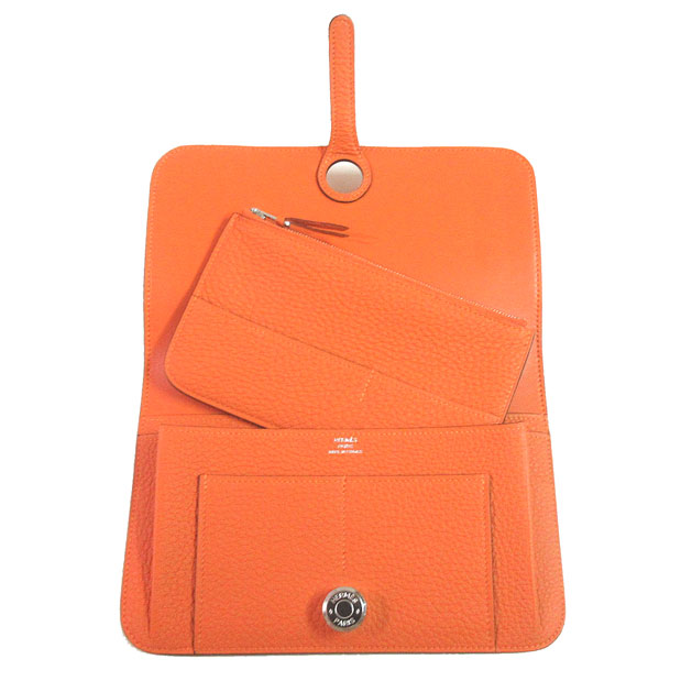 ≪新品≫エルメスドゴンGMトゴピンクシルバー金具箱リボン付ラッピングWalletDogonGMPINK