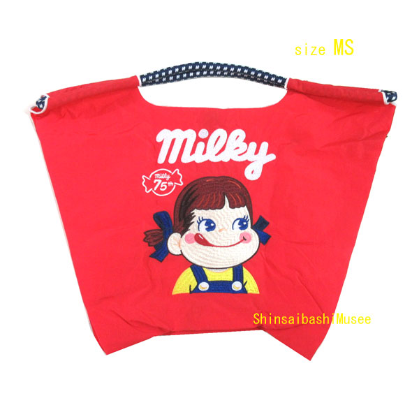 ≪ 新品 ≫ボールアンドチェーン 不二家 ペコちゃん ミルキー75周年 限定 ショッピングバッグ MS レッド エコ