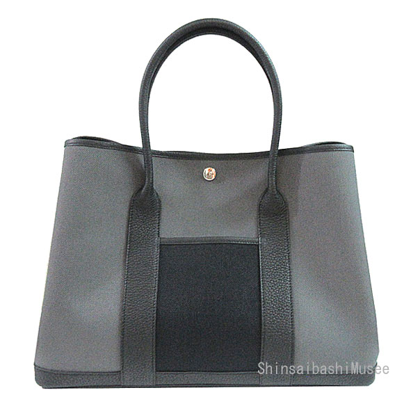 ≪ 新品 ≫ エルメス　ガーデンパーティ ポケットトイ 36 PM アルドワーズ ブラック 黒 トワルミリタリー ネゴンダ キャンバス レザー シルバー金具