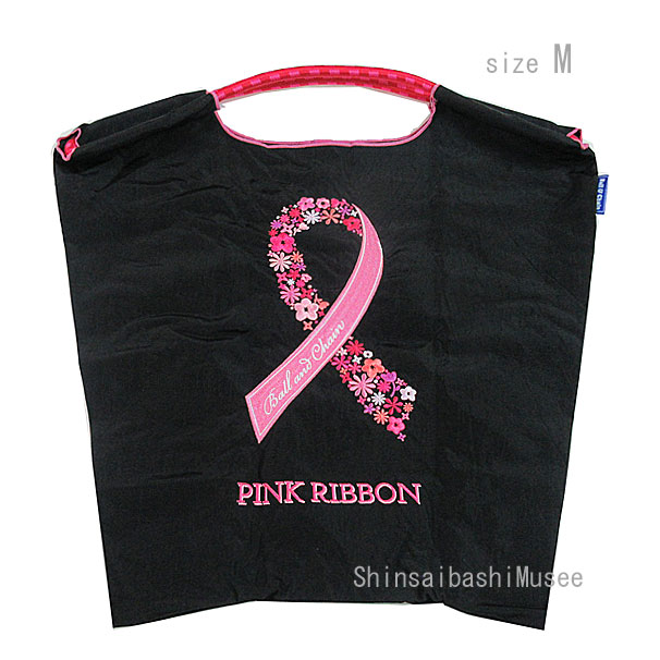 ≪ 新品 ≫ボールアンドチェーン ピンクリボン トートバッグ M 黒 ブラック エコ ≪Brand new≫ Ball & Chain Pink Ribbon Tote Bag M Black Eco