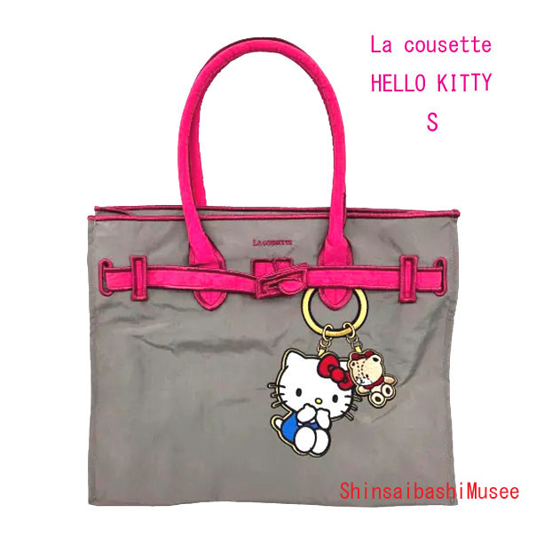 ≪Brand new≫ LA COUSETTE HELLO KITTY KEY RING / New Classical Eco Bag S GLAY ≪ 新品 ≫ LA COUSETTE ラクゼット ハローキティ キーリング デザイン ニュークラシックエコバッグ S グレー トートバッグ