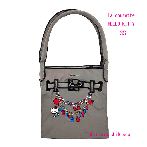 ≪ 新品 ≫LA COUSETTE ラクゼット ハローキティ デザイン バッグ SS　チャーム グレー トートバッグ エコ≪Brand new≫Hello Kitty Design Bag SS Charm Gray Tote Bag Eco LA COUSETTE