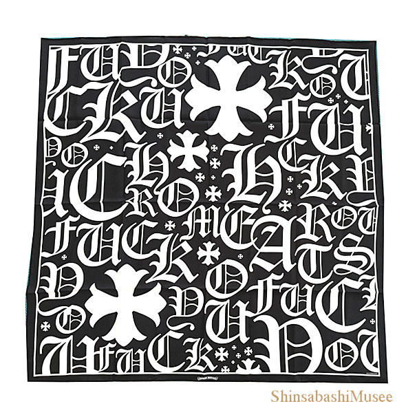 《新品》CHROME HEARTS クロムハーツ スカーフ CHプラス オールドイングリッシュロゴ ブラック 黒 正規品≪Brand new≫Chrome Hearts Chrome Hearts Scarf CH Plus Old English Logo Black Authentic