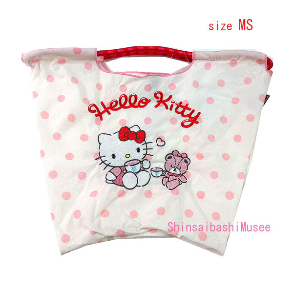 ≪ 新品 ≫ボールアンドチェーン CAFE 限定 ハローキティ&タイニーピンク ショッピングバッグ MS ドットアイボリー エコ ≪Brand new≫Ball & Chain CAFE Limited Edition HELLO KITTY & TINY PINK Tote Bag MS DOT IVORY Eco