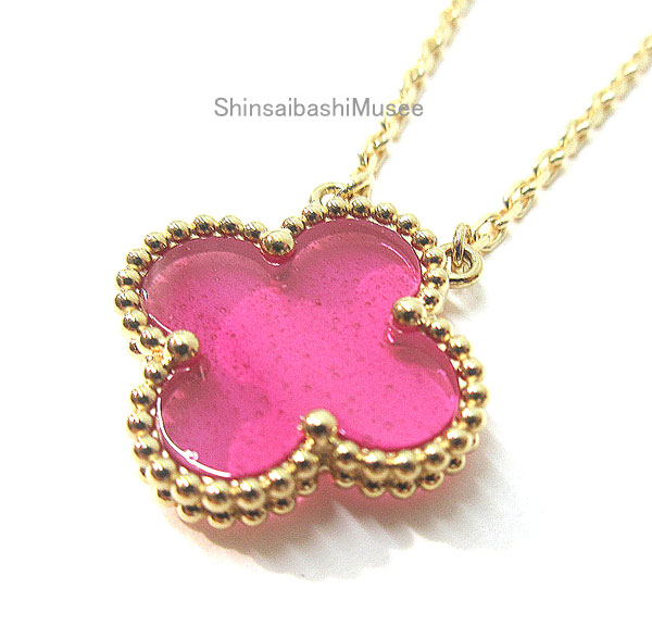 ≪新品≫ ヴァンクリーフ＆アーペル アルハンブラ ペンダント ネックレス YG ピンク エナメル ラッピング≪BrandNew≫Van Cleef & Arpels Alhambra Pendant Necklace Yellow Gold Pink Enamel Wrapping 