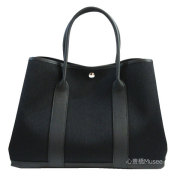 ≪ 新品 ≫ エルメス　ガーデンパーティ 36 PM ブラック 黒　トワルミリタリー ネゴンダ キャンバス レザー シルバー金具 W刻印 ≪Brand new≫ Hermes Garden Party 36 PM Black Toile Military Negonda Canvas Leather Silver Hardware W Stamp Box Ribbon Tote Bag 