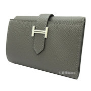 ≪ 新品 ≫ HERMES　エルメス　ベアン コンビネ 三つ折り ミニ財布 グリメイヤー シルバー金具 エプソン 箱 リボン ラッピング ベアンミニ B刻印 HERMES Bearn Combine Gris Meyer Silver Backle Epson 2023年製造