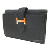 ≪新品≫ HERMES　エルメス　ベアン コンビネ 三つ折り ミニ財布 シェーブル 黒ブラック ゴールド金具 箱 リボン ラッピング ベアンミニ HERMES Bearn Combine Black Gold Backle Chevre