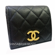 ≪ 新品 ≫ CHANEL シャネル マトラッセ 折り財布 ミニ AP3519 B13703 財布 スモール ウォレット キャビア 黒 ブラック ゴールド金具 Mini wallet Black Gold Big CCマーク