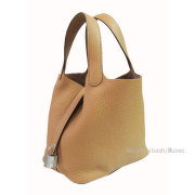 ≪新品≫HERMES エルメス ピコタン ロック 18 PM ビスキュイ シルバー金具 トリヨンクレマンス B刻印 ≪BrandNew≫HERMES Picotin Lock 18 PM Biscuit Silver Hardware Taurillon Clemence