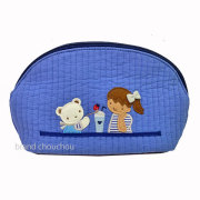 【新品】familiar ファミリア pionunnal ピオヌンナル「マエストロ」Maestro ポーチ ブルー ヌビ チェック BL