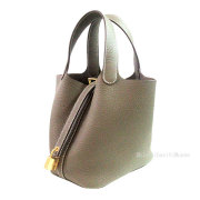 ≪ 新品 ≫ エルメス ピコタン ロック 18 PM エトープ ゴールド金具 トリヨンクレマンス エトゥープ K刻印 ≪Brand new≫ Hermes Picotin Lock 18 PM Bag Etoupe Gold Hardware Taurillon Clemence K engraved Box Ribbon Wrapping
