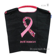 ≪ 新品 ≫ボールアンドチェーン ピンクリボン トートバッグ M 黒 ブラック エコ ≪Brand new≫ Ball & Chain Pink Ribbon Tote Bag M Black Eco