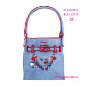 ≪ 新品 ≫LA COUSETTE ラクゼット ハローキティ デザイン バッグ SS　チャーム デニム トートバッグ エコ≪Brand new≫Hello Kitty Design Bag SS Charm DENIM Tote Bag Eco