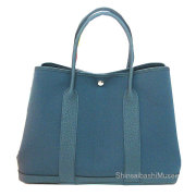 ≪ 新品 ≫エルメス ガーデンパーティ 36 PM ブルートンペット トワルオフィシェ ネゴンダ キャンバス レザー シルバー金具 G刻印 ≪Brand new≫ Hermes Garden Party 36 PM Bleu Tempete Toile Officier Negonda Canvas Leather Silver Hardware G Stamp