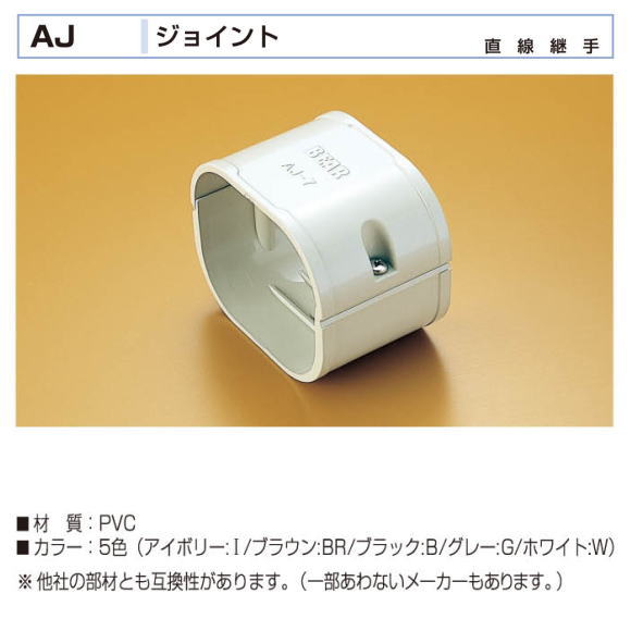 バクマ工業　 エアコン配管化粧カバー　スマートダクト　AD-7用　ジョイント　AJ-7　直線継手