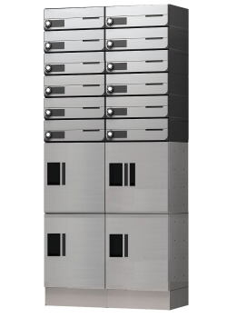 ナスタ　集合住宅向け　宅配ボックス（プチ宅 KS-TLP36 機械式・防水タイプ）＋郵便受（KS-MB4202PU防滴タイプポスト） 12世帯向　組立完成品寸法　高さ1620　幅720　奥行約320　宅配ボックス　4台