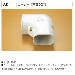 バクマ工業　 エアコン配管化粧カバー　スマートダクト　AD-7用　コーナー　平面90度　AK-7