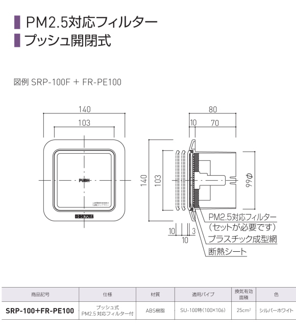 新協和 プッシュ式レジスター（PM2．5対応フィルター付） SRP-100+
