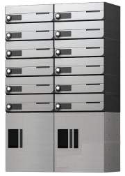 ナスタ　集合住宅向け　宅配ボックス（プチ宅 KS-TLP36 機械式・防水タイプ）＋郵便受（KS-MB4202PU防滴タイプポスト） 12世帯向　組立完成品寸法　高さ1120　幅720　奥行約320　宅配ボックス　2台