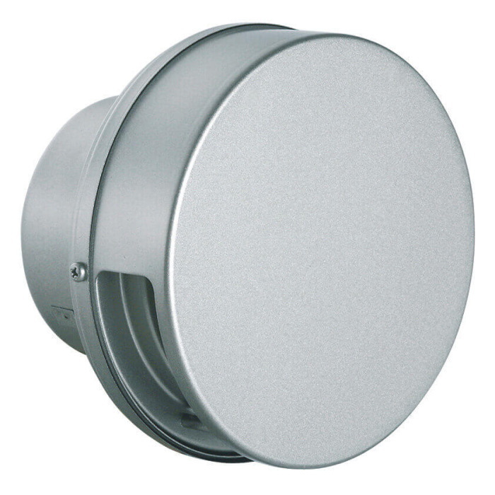 バクマ工業　丸型フラットフード付換気口　N-100FV　シルバーメタリックライト　網付き