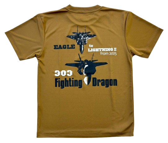 自衛隊グッズ　メンズTシャツ　航空自衛隊 EAGLE to LIGHTNING  小松基地　第6航空団　第303飛行隊　FIGHTING DRAGON　F-35A　速乾タイプ