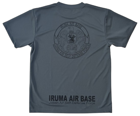 航空自衛隊グッズ　JASDF　入間基地マーク　グレー ×ブラック　Tシャツ　速乾タイプ