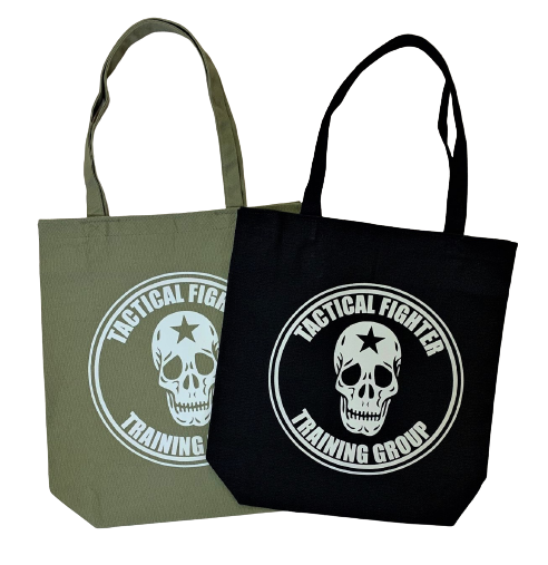 自衛隊グッズ トートバッグ アグレッサー ドクロ Odと黒 キャンバス生地 自衛隊グッズ Iruma Bx タビキン