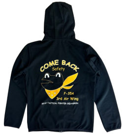 自衛隊グッズ　301飛行隊(三沢基地)  カンバック カエル　ドライスウェットジップパーカー　黒地