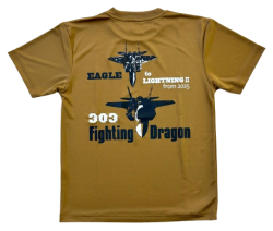 自衛隊グッズ　メンズTシャツ　航空自衛隊 EAGLE to LIGHTNING  小松基地　第6航空団　第303飛行隊　FIGHTING DRAGON　F-35A　速乾タイプ