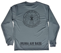 航空自衛隊グッズ　JASDF　入間基地マーク　グレー×黒   ロンTバージョン　長袖　速乾タイプ