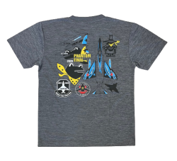 自衛隊グッズ　7空団　301SQ　青スペシャルマーキング・ラストファントムTシャツ　ミックスグレー（杢グレー）速乾タイプ