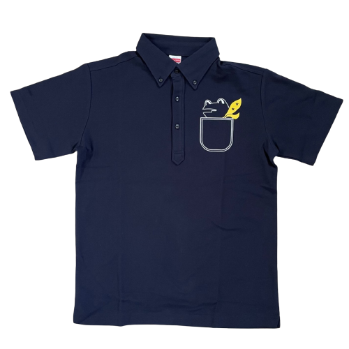 自衛隊グッズ メンズ ポロシャツ カエルポケットプリント ボタンダウン