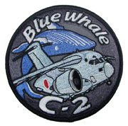 自衛隊グッズ ワッペン C-2輸送機 Blue Whale デフォルメ柄パッチ ベルクロ付