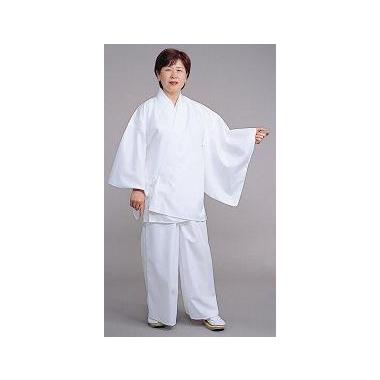 寺院用白衣 女性用 二部式 麻混二部式 寺院用白衣 下衣 後部ゴム式 夏用