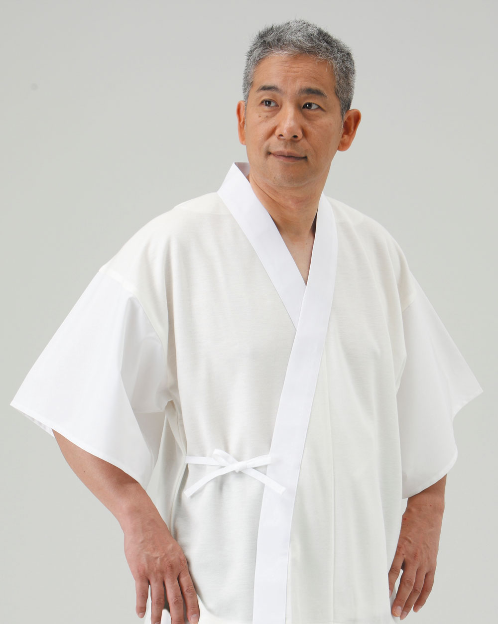 【半襦袢　男性用　寺院用　神職用】　東レエアロフリース半衿付襦袢 広袖 紐付 （冬用）