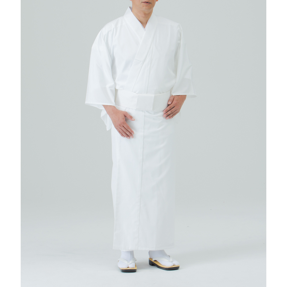 麻混白衣（ファスナー衿付）【寺院用白衣 男性用】　
